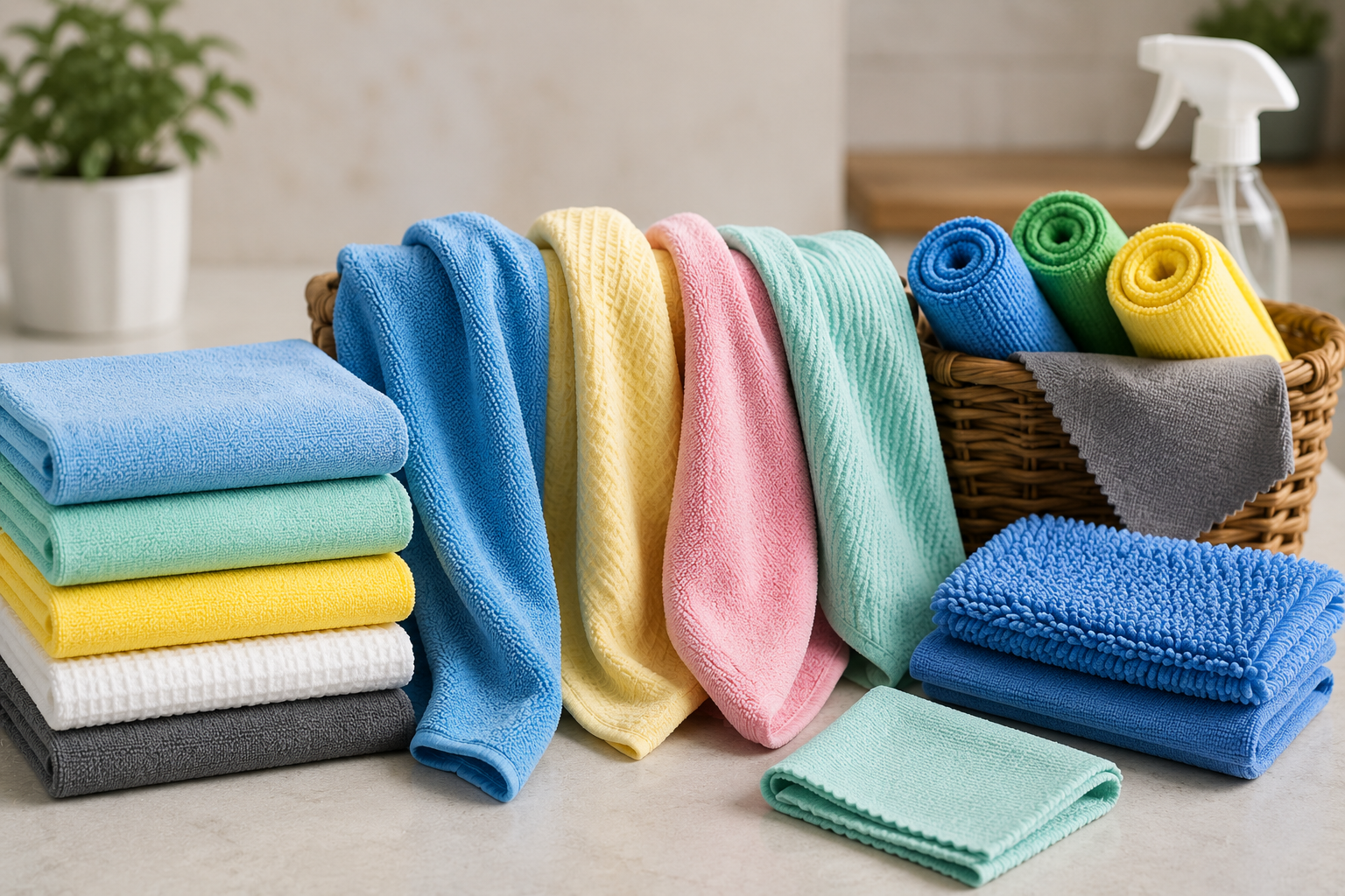 Industrial wiping cloths cut and stacked
